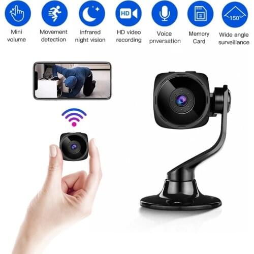 1080P Mini Camera 150 Degree Wide Angle Wifi Camera Two Way Audio Night Vision Motion Alarm Home Security Remote Control Camera