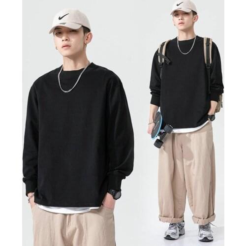 Men Long sleeve t-shirt 2021 New Loose Casual Thin Tees Korean Trend Student Bottoming T-shirts Fashion Streetwear t shirts Tops