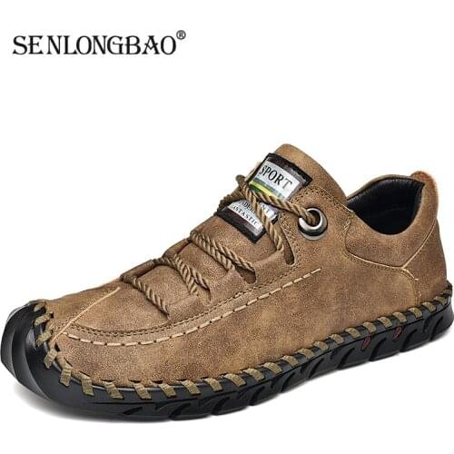 Spring Autumn Mens Casual Leather Shoes High Quality Handmade Non-slip Flat Casual Shoes Fashion Moccasins Men Loafers 38-46