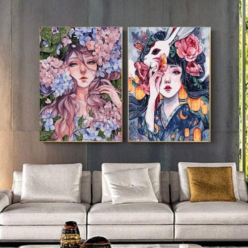 Painting By Numbers DIY Flower Girls 40x50cm Handmade Gift Paint By Number Canvas Kits Figure Acrylic Paint Decoration