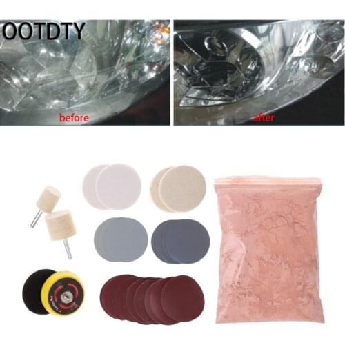OOTDTY 34 Pcs Deep Scratch Remover Car Glass Polishing Kit 8 OZ Cerium Oxide and 2'' Wheel