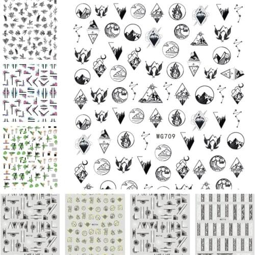 50pcs Flower Leaf Painting Abstract Lace Design Nail Art Sticker Adhesive Decals for Nail Art Decoration Manicure