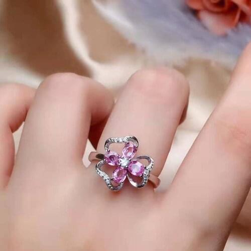 Natural Sri Lanka Ceylon Pink Sapphire Ring Fine Jewelry 3x4mm