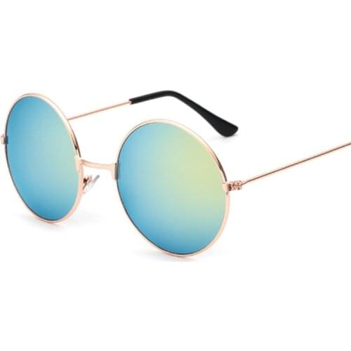 New Women Round Sunglasses Red Yellow Blue Clear Shades MultiColor Gradient Mirror Female Designer Vintage Sun Glasses