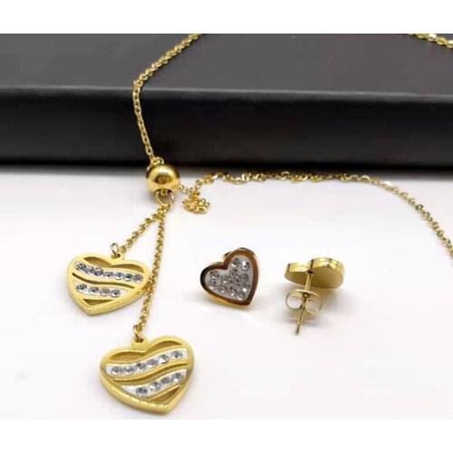 YCHM Rhinestone Heart Choker Necklace Stainless Steel Tassel Necklace For Women Girl Gold Color Jewelry For Neck 2021