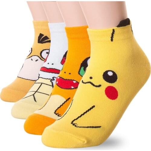 Plush Toys Pikachu Warm Sock Toys Cartoon Pikachu Psyduck Squirtle Charmander Cotton Socks Adult Men and Women Quality Stockings
