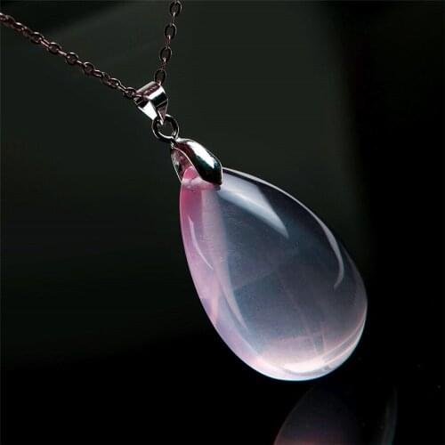 Genuine Mozambique Pink Star Light Natural Pink Quartz Crystal Waterdrop Bead Necklaces Pendants 34x22x10mm