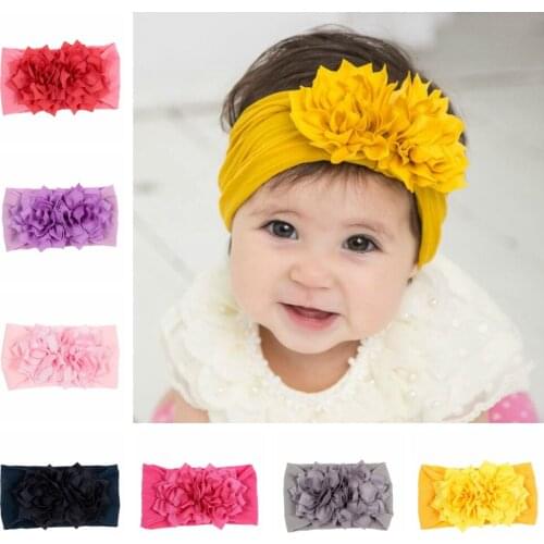 Baby Girls Fashion Lotus Hairband Elastic Wide Nylon Infant Girls Headwear Clothing Accessory Photography Props Christmas Gifts