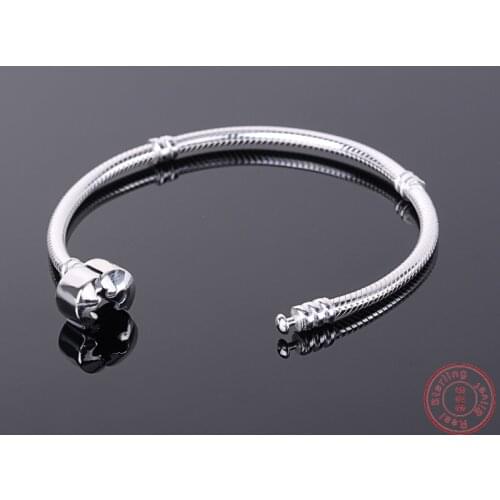 Handmade Women Original 100% 925 Solid Silver Charm Bracelet with S925 Logo DIY Beads Charms Bracelet Bangle Handmade Gift