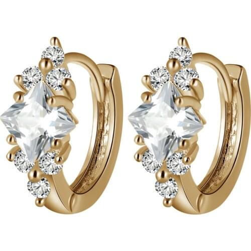 Stud Earrings For Women Personality Simple Cubic Zircon Yellow Gold Color Daily Party Gift Fashion Jewelry KAE346