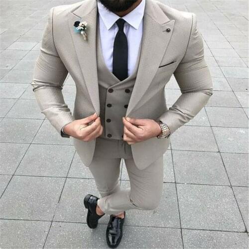Grey Men Suits 2020 Slim Fit Street Style Smart Business Party Prom Suit Groom Tuxedo Best Man Suit For Wedding Terno Masculino