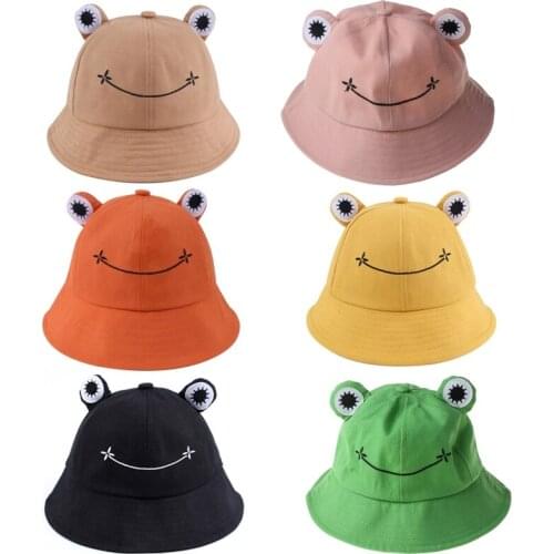 Foldable Cotton Frog Bucket Hat Summer Sunscreen Fisherman Hunting Sunhat