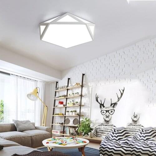 Modern LED ceiling lamp wrought iron hollow black white lamp living room bedroom study chandelier