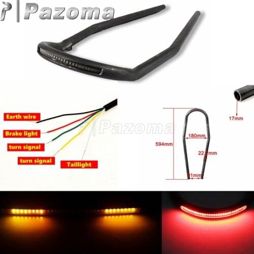 7/8" Motorcycle Seat Hoop Frame Loop LED Brake Turn Signal Lamp For Honda YAMAHA SR CB CD CG CL 450 360 125 175 200 250 400 500
