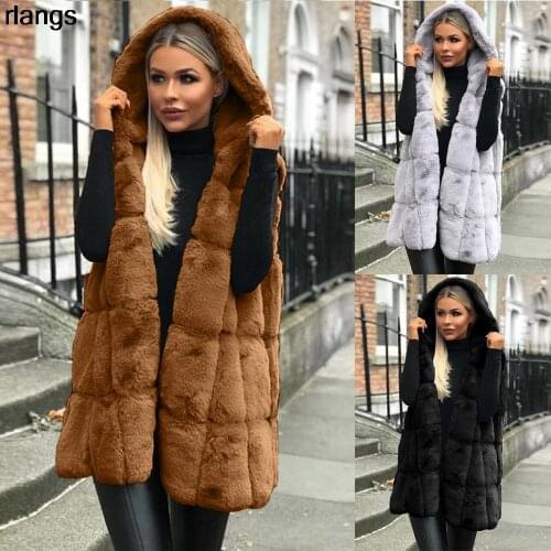 High quality Fur Vest coat Luxury Faux Fox Warm Women Coat Vests Winter Fashion furs Womens Coats Jacket Gilet Veste 3XL