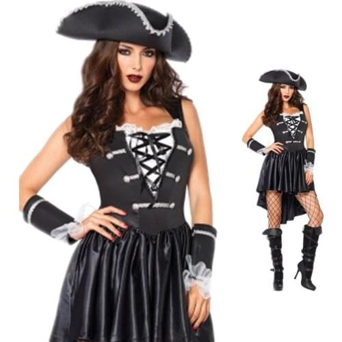 Adult Women Sexy Pirate Costume Halloween Party Fantasia Stage Cosplay Pirate Captain Fancy Dress