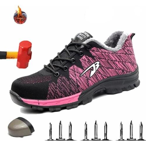 Safety Shoes Women Men Work Boots Safety Steel Toe Shoes Women Winter Boots Women Security Footwear Plus Size 48 Free Shipping