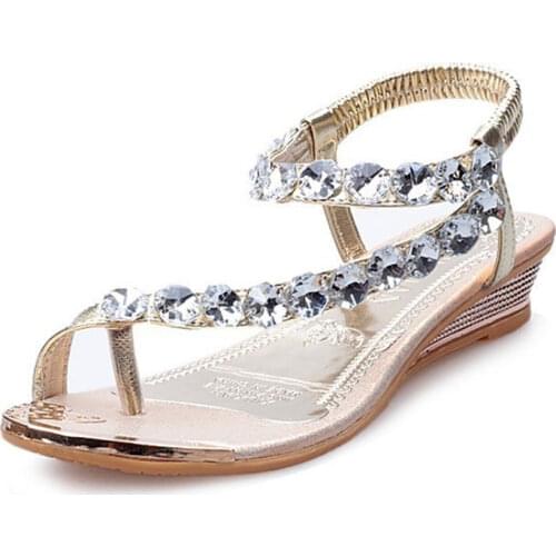 Women bling rhinestone shallow mouth flats womens low heel flat shoes ladies fashion casual sandals flip-flop shoes