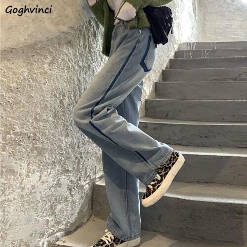 Women Trendy Jeans Loose Soft Korean Style Pockets All-match Young Straight High Quality Streetwear Leisure New-arrival Unisex