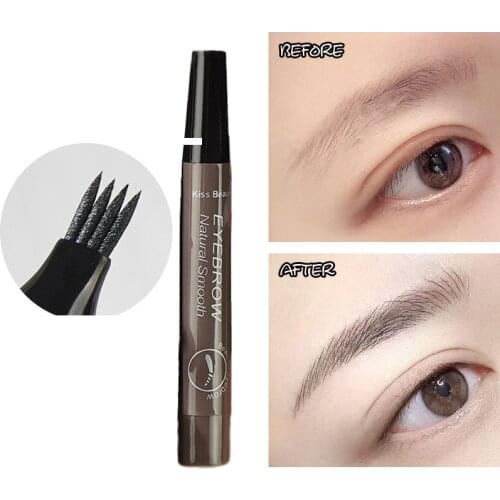 Liquid Eyebrow Pencil Tattoo Pen Microblading 4 Fork Tips 3 Colors Waterproof Long Lasting Brow Tint Makeup Tool Cosmetic