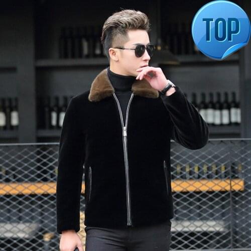 Winter Warm Down Coat 2021 Lamb Fur Jacket Real Fur Coats Natural Mink Collar Jacket Veste Homme 1815 YY325