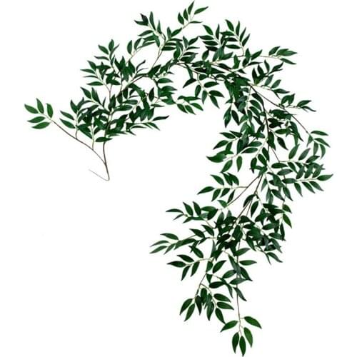 1.8M Artificial Fake Eucalyptus Willow Leaves Green Plants Wedding Diy Decor Flowers Plant Leaf Simulation Rattan Home Decor S