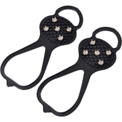 1Pair 5 Studs Anti-Skid Ice Snow Shoe Spiked Climbing Grips Cleat Crampons For Hiking Snow Ice Snow Ground Mountain Spikes Grips