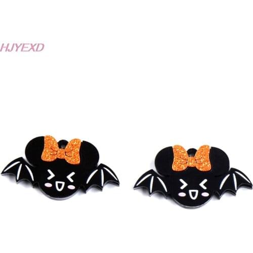 1pair) 38mm Mouse Head Bow For Halloweeen Holiday Jewelry Accessories Acrylic Bat For Earrings