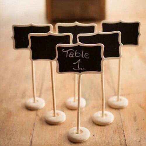 6Pcs/lot Vintage Mini Wood Chalkboard Blackboard Wooden Place Card Holder Table Number for Wedding/Party Decoration