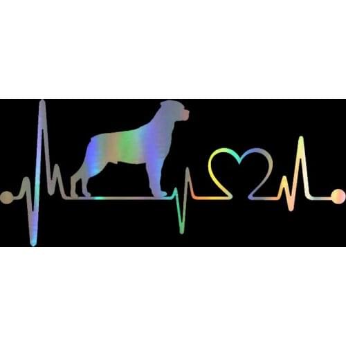 19*8.1CM Car Sticker 3D Rottweiler Heartbeat Lifeline Dog Funny Stickers and Decals Vinyl Car Styling