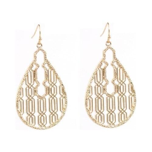 2019 New Fashion Symmetrical Filigree alloy Drop Earrings for Women