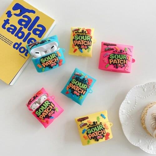 3D Cute silicone Wireless Headset bluetooth case for Apple AirPods 1 2 cover for airpods pro Cartoons sweet sugar sour patch Box