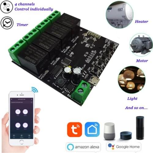 4CH Wifi Smart Control Board For Home Appliance Light Heater Smart Home Automation DC24V Tubular Motor Actuator RController
