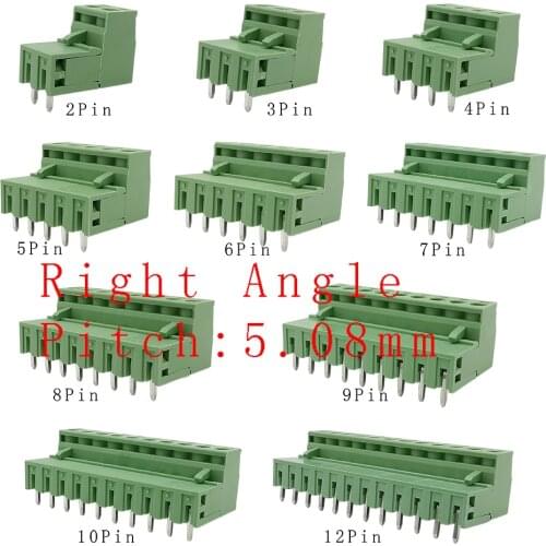 5 Pairs 2EDG 5.08mm PCB Screw Terminal Block Connector 2-12 Pin 2EDG5.08 Plug-Pin Right Angle Header Plug Socket Wire Connectors