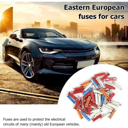 50pcs Car Fuse Kit 5A 8A 16A 25A Plastic+Zinc Continental Torpedo Auto Fuse Torpedo Shape Encapsulate the Body End