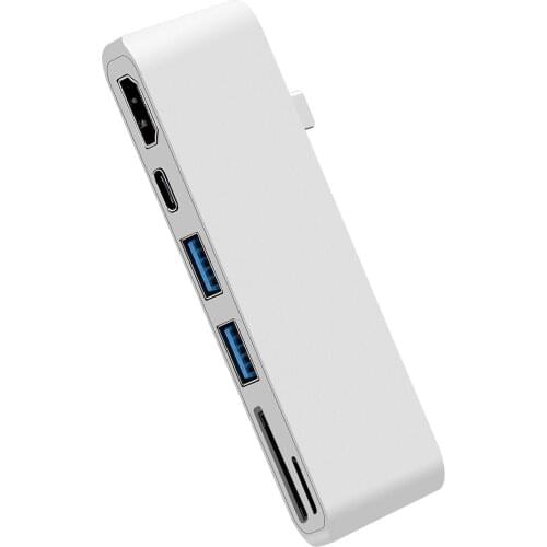 6 in 1 TYPE-C HUB PD HD-MI(4K) USB3.0*2 SD MICRO SD Aluminum Adapter 5Gbps Type-C Charging