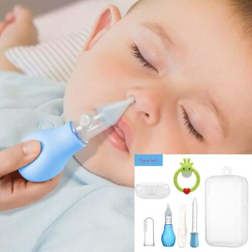 7Pcs/Set Baby Care Baby Teether Toys Baby Nose Clean Tweezers Infant Nasal Aspirator Set Medicine Dropper Baby Health Care Kits