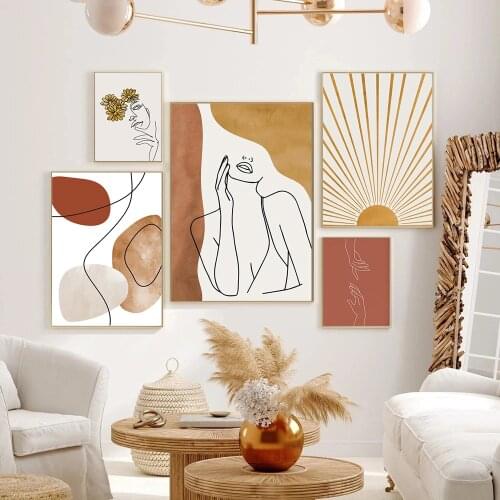 Abstract illustration Flower Poster Print Line Drawing Nordic Wall Art Canvas Painting Decoration Home Picture Living Room Decor