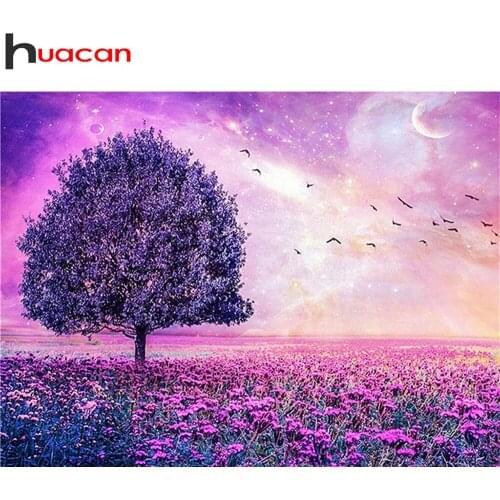 Huacan 5d Diamond Painting Tree Fantasy Wall Stickers Diamond Mosaic Embroidery Flower Scenery Diamond Art