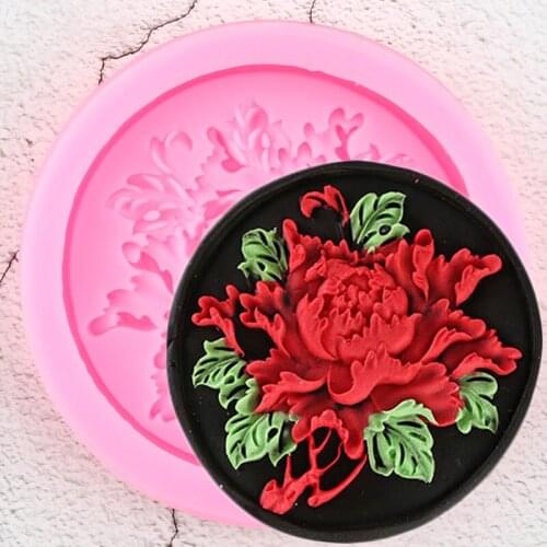 Peony Flower Silicone Mold Round Relief Fondant Molds Wedding Cake Decorating Tools Cookie Candy Clay Chocolate Gumpaste Moulds