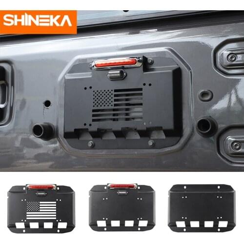 SHINEKA Rear License Plate Holder Car Tailgate Spare Tire Exhaust for Jeep Wrangler JK JL 2007-2020 Exerior Accessories