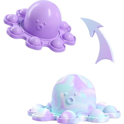 Relieve Stress Fidget Toys Rainbow Octopus Push It Bubble Antistress Toys Children Sensory Toy To Relieve Autism Key Chain