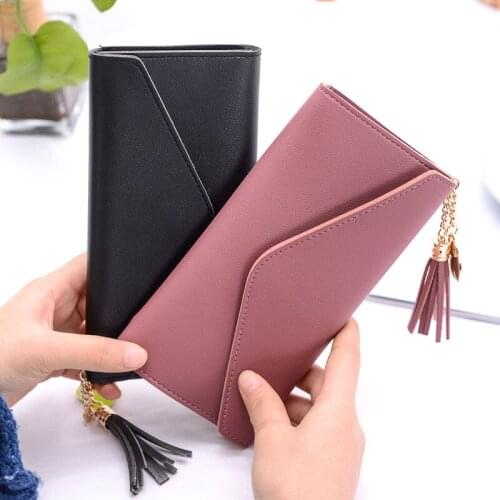 Long/Shourt Women Wallet Female Purses Tassel Coin Purse Card Holder Wallet Female Pu Leather Clutch Money Bag Pu Leather Wallet