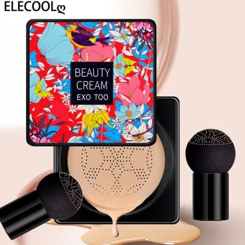 ELECOOL BB Air Cushion Foundation Mushroom Head CC Cream Concealer Whitening Makeup Cosmetic Waterproof Brighten Face Base Tone