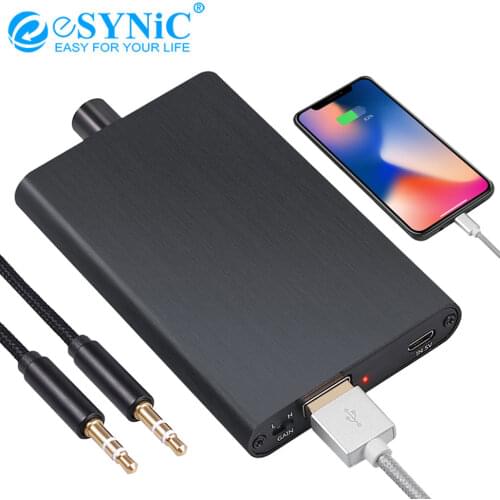 ESYNiC 16-300Ω HiFi Headphone Amplifier Built-in Power Bank With Bass Gain Switch Universal Compatibility 3.5mm AUX Earphone Amp