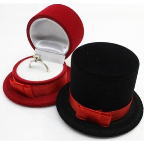 Cute Straw Hat Rings Jewelry gift Box Earring Ear Stud Case Gift Container Carrying Cases For Rings Display Box Red / Black