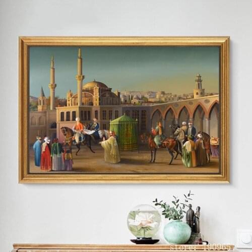 Cotton no frame Arab people landscape canvas printings oil painting printed on cotton home wall art decoration picture