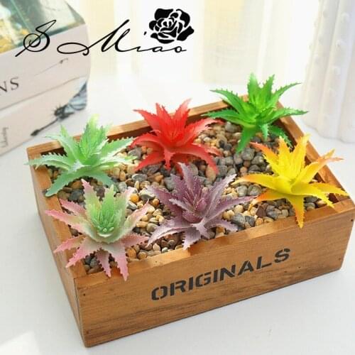 1pc Artificial Simulation Succulents Green Flocking Creative Potted Head Home Garden Desktop Decoration Fake Plant Accessories