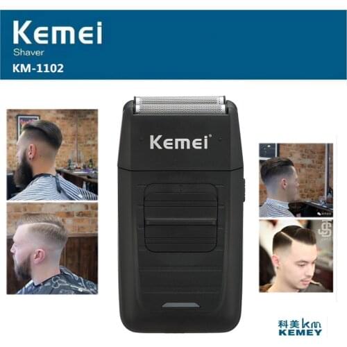 Kemei KM-1102 Rechargeable Cordless Shaver for Men Twin Blade Reciprocating Beard Razor Face Care Multifunction Strong Trimmer