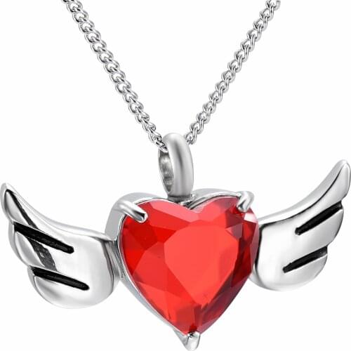 Cremation Jewelry Angel Wing Heart Urn Necklace for Ashes Holder Keepsake Memorial Jewelry